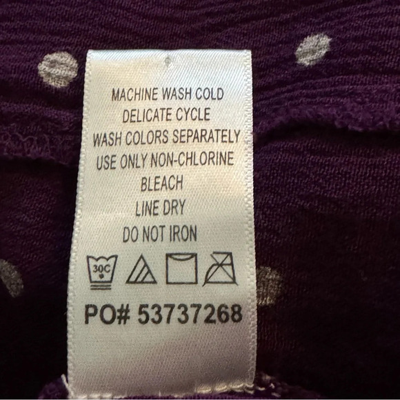 Roamans 16W 1X Shirt Top Purple Polka Dot Puff Short Sleeve Square Neck Knit - Picture 8 of 8